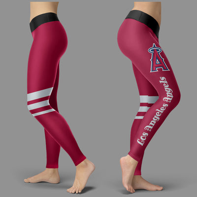 Through Great Logo Spread Body Striped Circle Los Angeles Angels Leggings