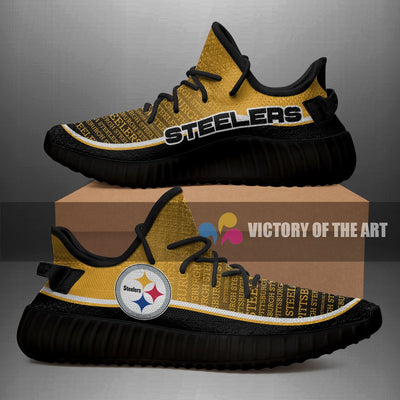 Colorful Line Words Pittsburgh Steelers Yeezy Shoes