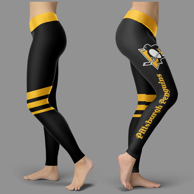 Through Great Logo Spead Body Striped Circle Pittsburgh Penguins Leggings