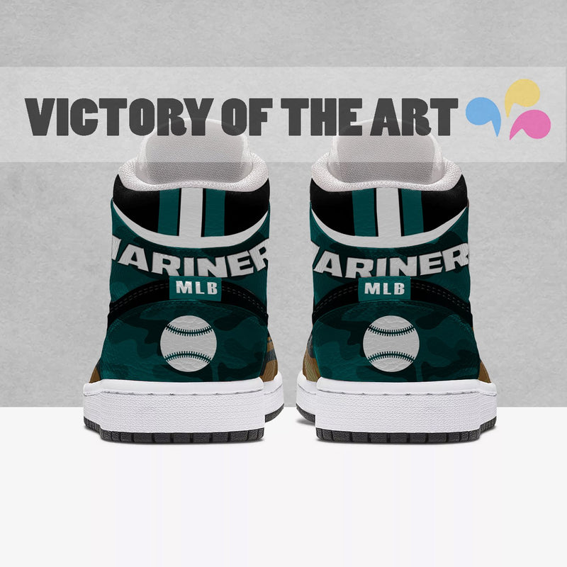 Simple Camo Logo Seattle Mariners Jordan Sneakers
