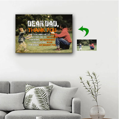 Thank You For Teaching Me To Play Baseball Father Family Custom Canvas Print