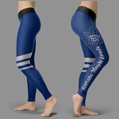 Through Great Logo Spread Body Striped Circle Toronto Maple Leafs Leggings