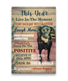 Live In The Moment Choose Happy Black Dog With A Ball Canvas Print