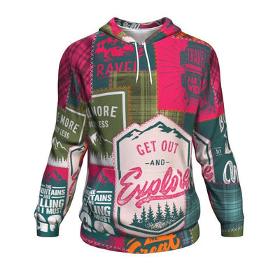 Camping Patchwork Pink Green Pattern All Over Printed Hoodies