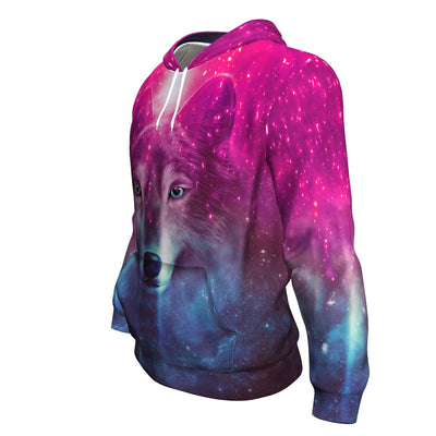 Space Galaxy Pattern Wolf All Over Printed Hoodies