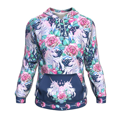 Pink Rose Pattern Unicorn All Over Printed Hoodies
