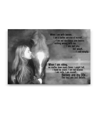 Horses Are My Life Old Black Girl Kiss Horse Canvas Print