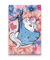 Baby Unicorn Flowers And Heart Flowers Pattern Canvas Print