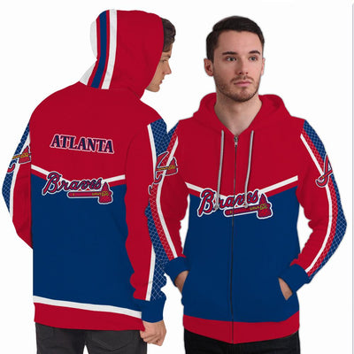 Colorful Gorgeous Fitting Atlanta Braves Zip Hoodie