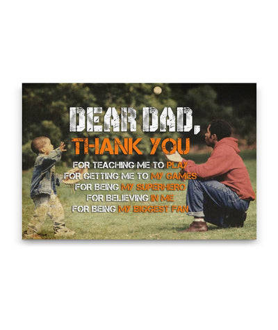 Thank You For Teaching Me To Play Baseball Father Family Custom Canvas Print