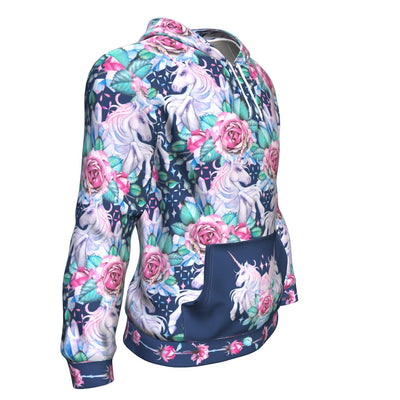 Pink Rose Pattern Unicorn All Over Printed Hoodies
