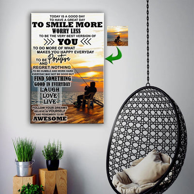 Smile More - Worry Less - Today Is A Good Day Fishing Custom Canvas Print