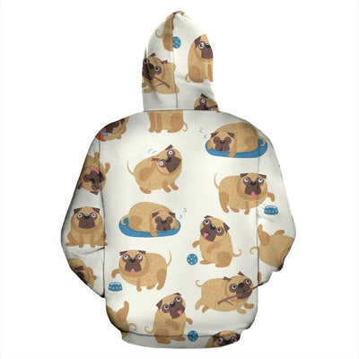 Pose Pattern Pug All Over Printed Hoodies