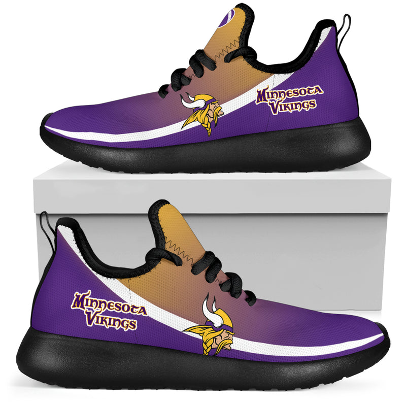 New Style Top Logo Minnesota Vikings Mesh Knit Sneakers
