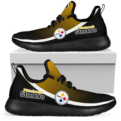 New Style Top Logo Pittsburgh Steelers Mesh Knit Sneakers