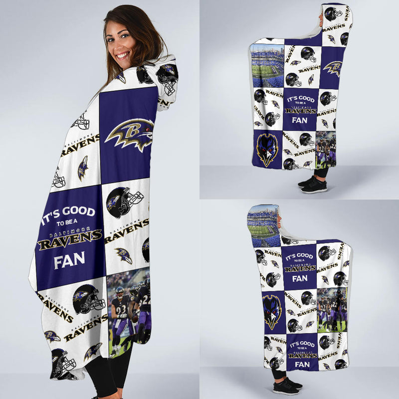 It's Good To Be A Baltimore Ravens Fan Hooded Blanket