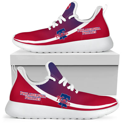New Style Top Logo Philadelphia Phillies Mesh Knit Sneakers