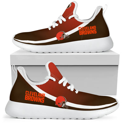 New Style Top Logo Cleveland Browns Mesh Knit Sneakers