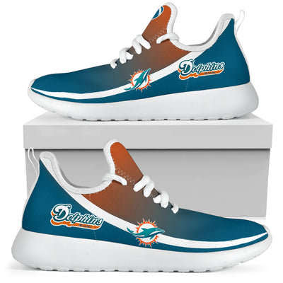 New Style Top Logo Miami Dolphins Mesh Knit Sneakers