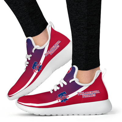 New Style Top Logo Philadelphia Phillies Mesh Knit Sneakers