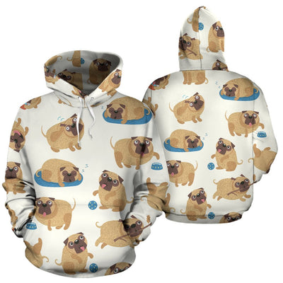 Pose Pattern Pug All Over Printed Hoodies