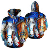 Two Horses Oil Pattern All Over Printed Hoodies