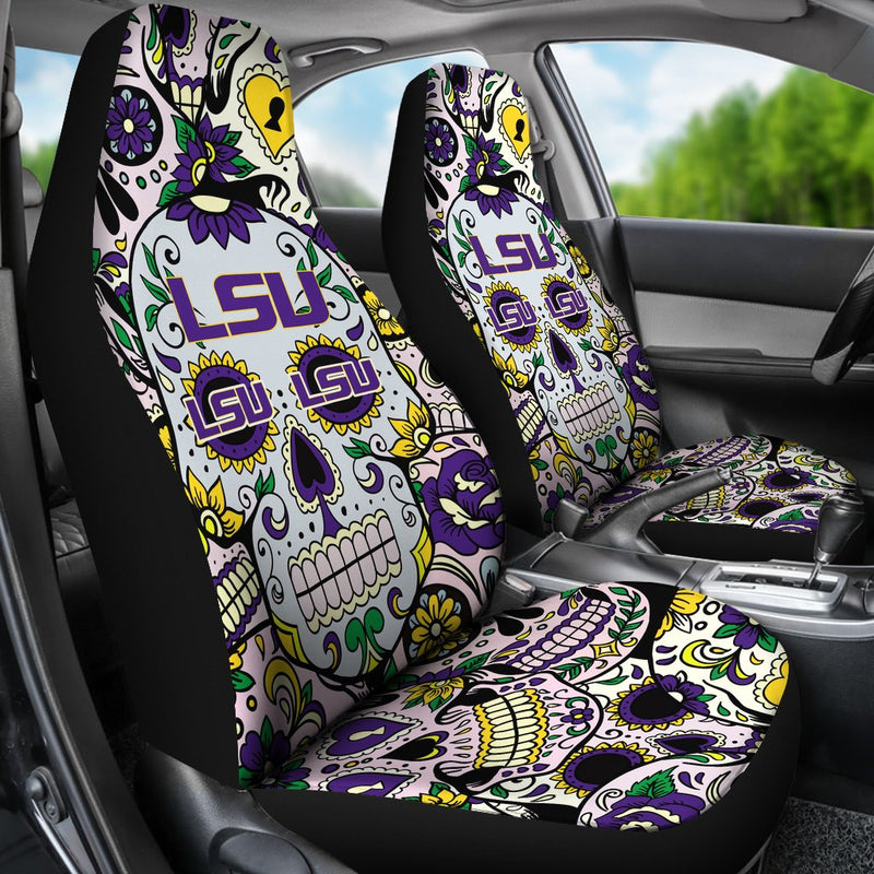 Party Skull LSU Tigers Car Seat Covers