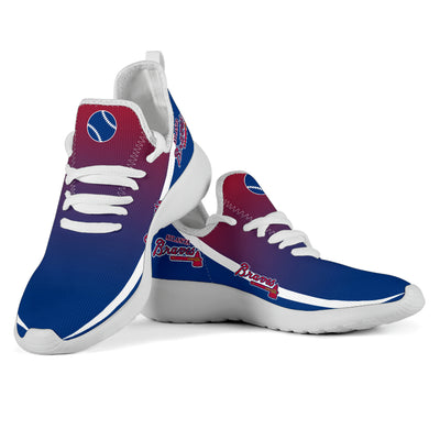 New Style Top Logo Atlanta Braves Mesh Knit Sneakers