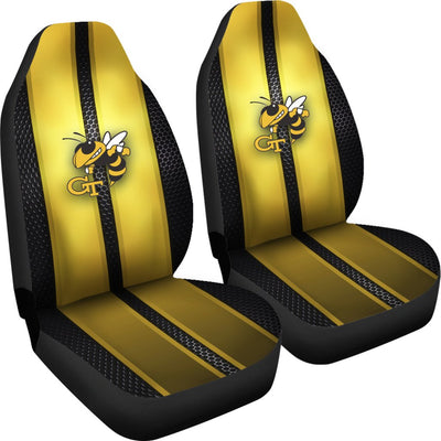 Incredible Line Pattern Georgia Tech Yellow Jackets Logo Car Seat Covers