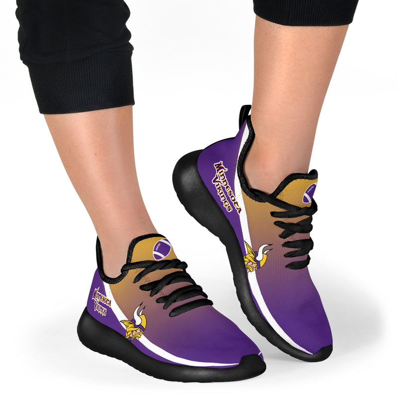 New Style Top Logo Minnesota Vikings Mesh Knit Sneakers