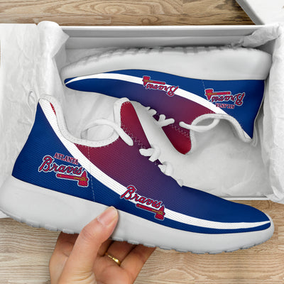 New Style Top Logo Atlanta Braves Mesh Knit Sneakers