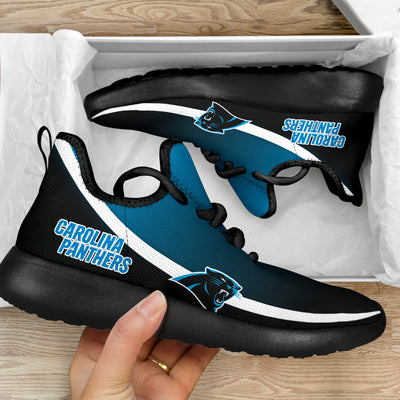 New Style Top Logo Carolina Panthers Mesh Knit Sneakers