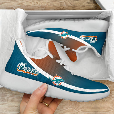 New Style Top Logo Miami Dolphins Mesh Knit Sneakers