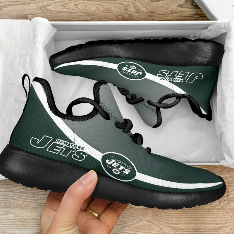 New Style Top Logo New York Jets Mesh Knit Sneakers