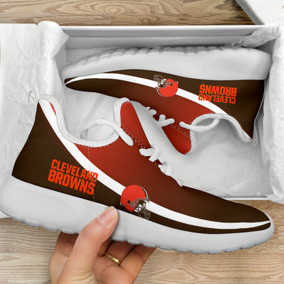 New Style Top Logo Cleveland Browns Mesh Knit Sneakers