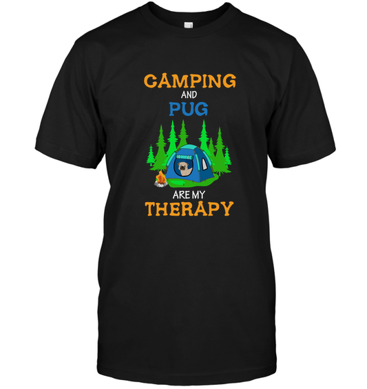 Camping And Pug Are My Therapy T Shirts