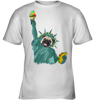 Independence Day With A Donut Pug T Shirts V2