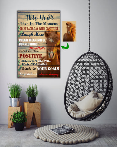 Live In The Moment Choose Happy Horse Custom Canvas Print